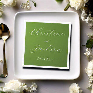 Serviette En Papier Élégant Mariage vert de la mousse