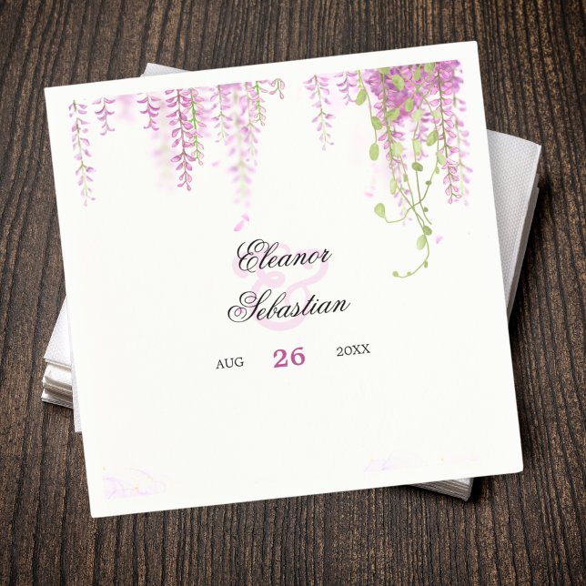 Serviette En Papier Élégant Mariage violet Wisteria (Elegant Wisteria Purple Wedding Napkins)