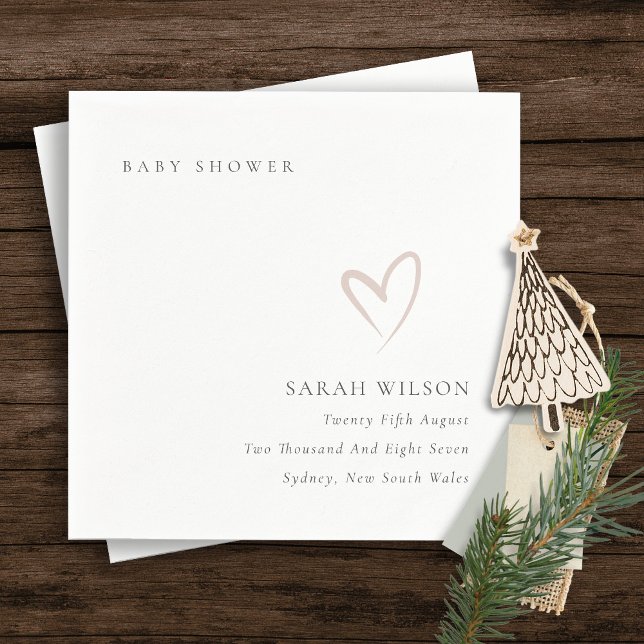 Serviette En Papier Élégant minimal chic Baby shower de coeur rose (Créateur téléchargé)