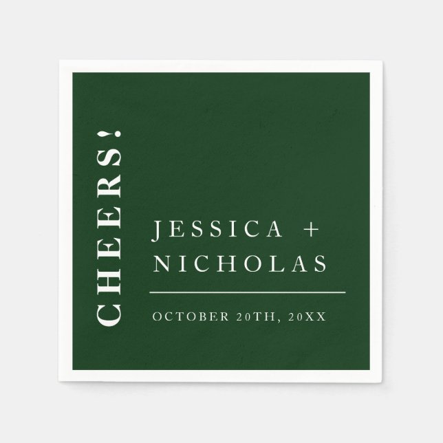 Serviette En Papier Élégant minimal Emerald Green Mariage moderne (Devant)
