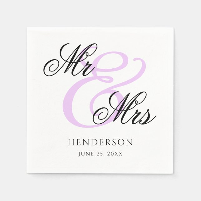 Serviette En Papier Élégant minimal M. et Mme Mariage Napkins (Devant)