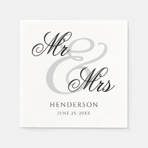 Serviette En Papier Élégant minimal M. et Mme Mariage Napkins