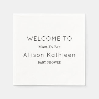 Serviette En Papier Elégant minimaliste Baby shower noir et blanc