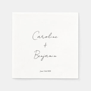 Serviette En Papier Élégant minimaliste Mariage de script blanc person