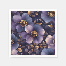 Serviette En Papier Elégant modèle floral violet foncé