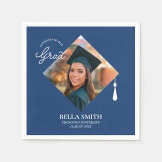 Serviette En Papier Elegant Modern Calligraphy Custom Graduation Photo
