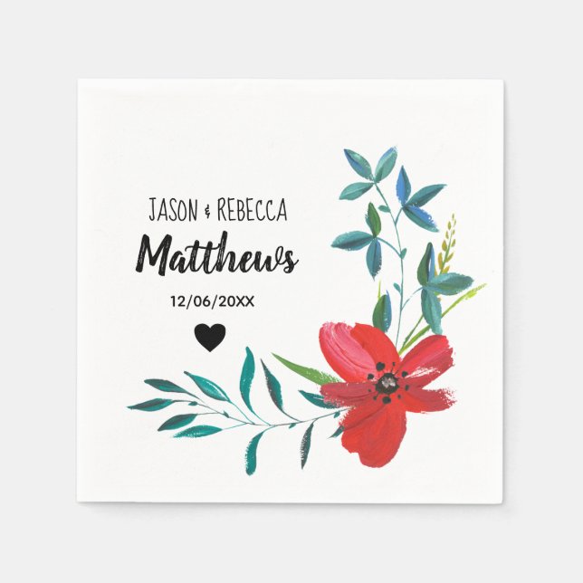 Serviette En Papier Elegant Modern Custom Floral Wedding (Devant)