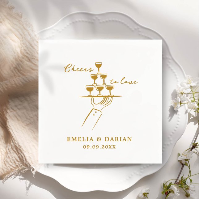 Serviette En Papier Elégant moderne Cheers to Love Minimalist Mariage  (Créateur téléchargé)