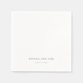 Serviette En Papier Élégant moderne minima Couples Noms Mariage
