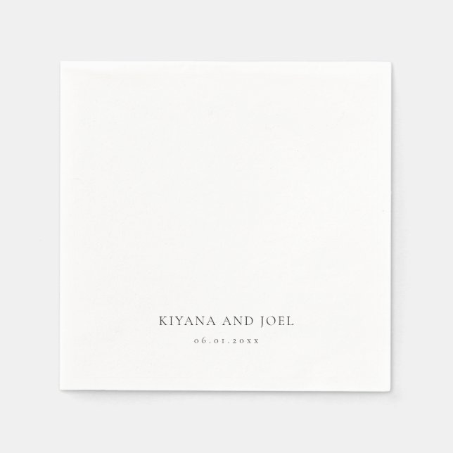 Serviette En Papier Élégant moderne minima Couples Noms Mariage (Devant)