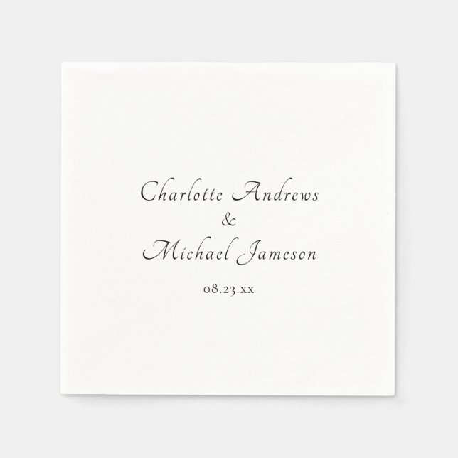 Serviette En Papier Élégant moderne Script Couples Noms Mariage (Devant)