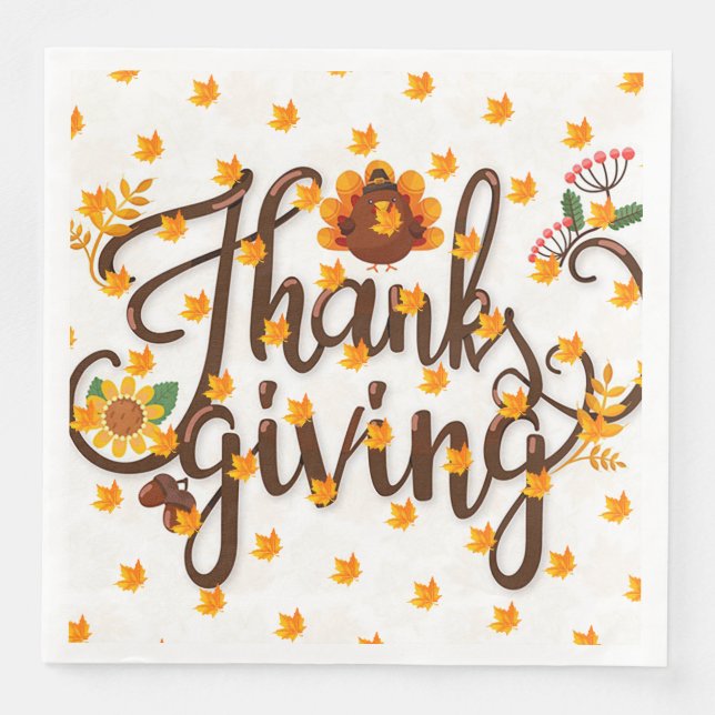 Serviette En Papier Élégant moderne Thanksgiving populaire (Devant)