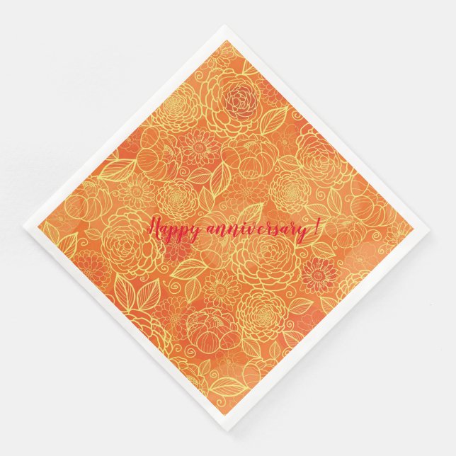 Serviette En Papier Élégant Moderne Vintage tendance Floral (Coin)