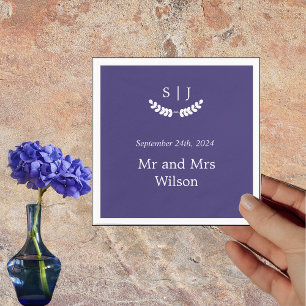 Serviette En Papier Élégant Monogram Blue Jewel Tone Diner Cocktail
