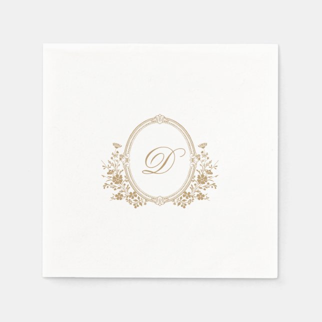 Serviette En Papier Elégant Monogram Crest Mariage Napkin (Devant)