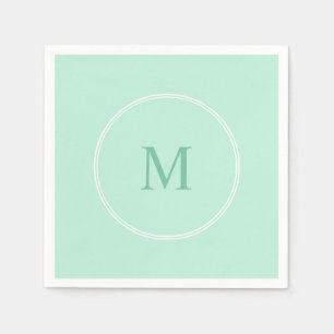 Serviette En Papier Élégant Monogram Mint Green Modèle moderne