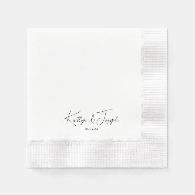 Serviette En Papier Élégant Monogramme Date Mariage de typographie mod (Devant)