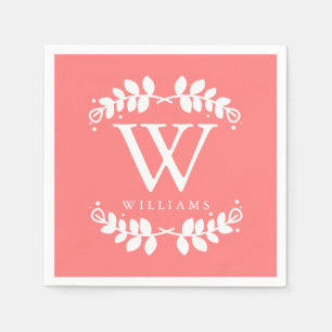 Serviette En Papier Élégant monogramme de corail