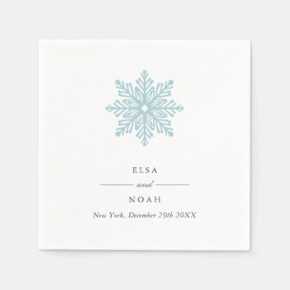 Serviette En Papier Élégant Monogramme de flocon bleu clair simple