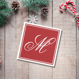 Serviette En Papier Élégant Monogramme Première fête de Noël