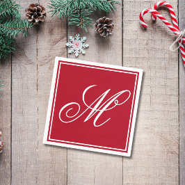 Serviette En Papier Élégant Monogramme Première fête de Noël