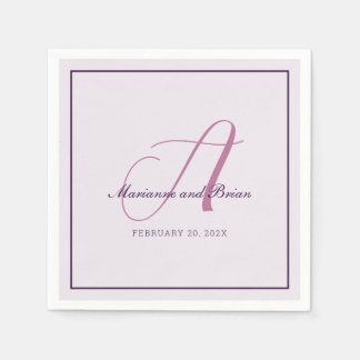 Serviette En Papier Élégant Monogramme romantique moderne