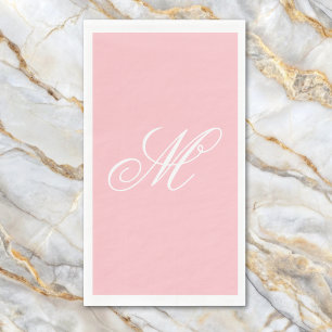 Serviette En Papier Élégant Monogramme rose initial