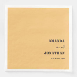 Serviette En Papier Élégant Monogramme Sable Jaune Mariage