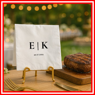 Serviette En Papier Élégant Monogramme Simple Mariage