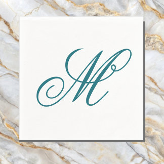 Serviette En Papier Élégant Monogramme Turquoise initial