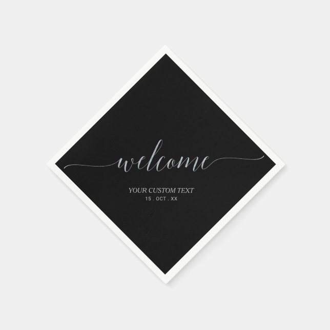 Serviette En Papier Élégant motif argent et noir pour une fête de bien (Coin)