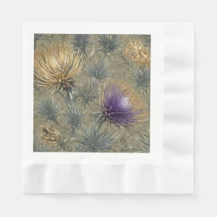 Serviette En Papier Élégant motif de chardon floral design