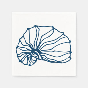 Serviette En Papier Élégant Motif de coquillages bleus