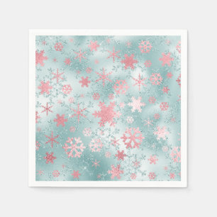 Serviette En Papier Élégant Motif de Noël bleu rose