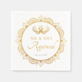 Serviette En Papier Élégant Motif d'or Mariage indien