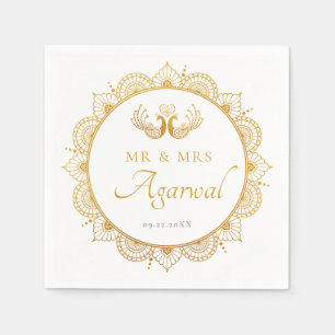 Serviette En Papier Élégant Motif d'or Mariage indien