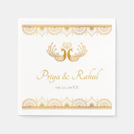 Serviette En Papier Élégant Motif d'or Mariage indien
