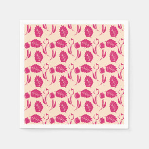 Serviette En Papier Élégant motif rose floral sur beige