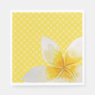 Serviette En Papier Élégant Motif Tropical Flower & Trellis Jaune
