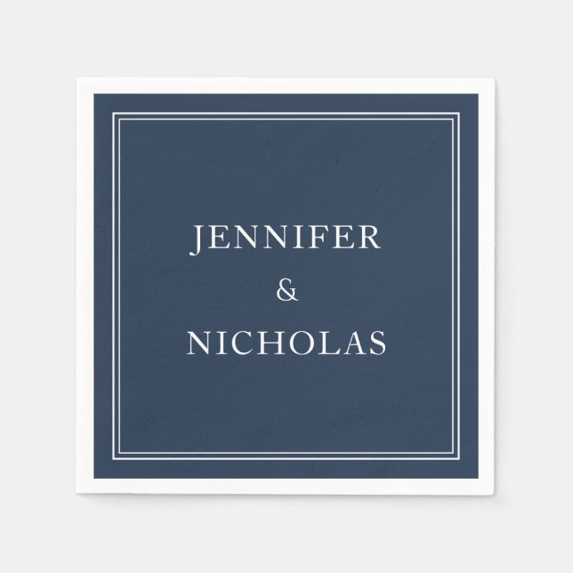 Serviette En Papier Elegant Navy Blue Wedding (Devant)