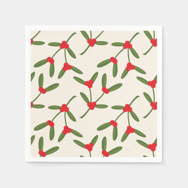 Serviette En Papier Élégant Noël Berries d'hiver (Devant)