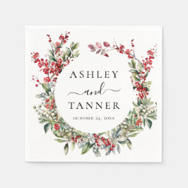 Serviette En Papier Élégant Noël Floral Mariage d'hiver