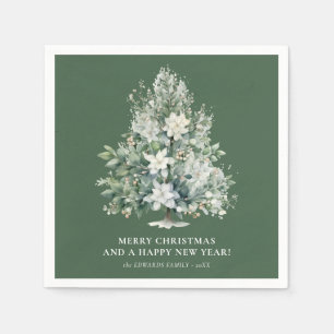 Serviette En Papier Élégant Noël Floral Tree Holiday