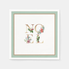 Serviette En Papier Élégant Noël Gold Noel Vert Berries Vert