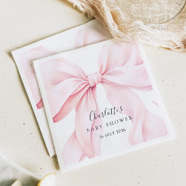 Serviette En Papier Élégant Nœud Rose Bébé Baby Shower