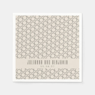 Serviette En Papier Elégant Noir Blanc Mid-Century Mod Mariage Personn