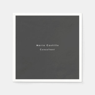 Serviette En Papier Élégant noir minimaliste moderne