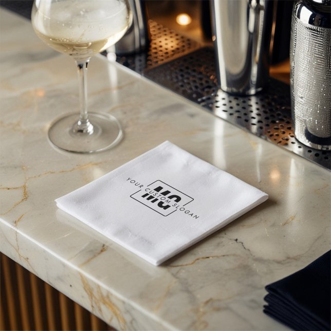 Serviette En Papier Élégant Nom Personnalisé Initiales Monogramme Logo (Créateur téléchargé)