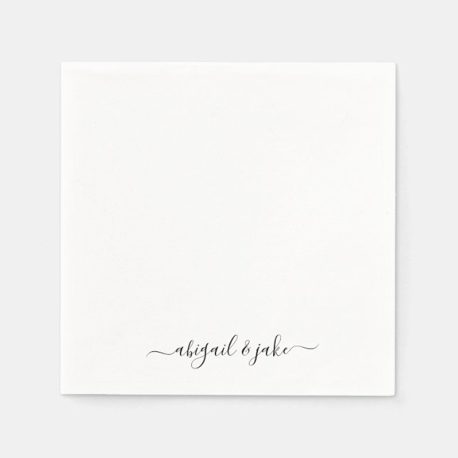 Serviette En Papier Élégant Noms Personnalisés Mariage Napkins (Devant)