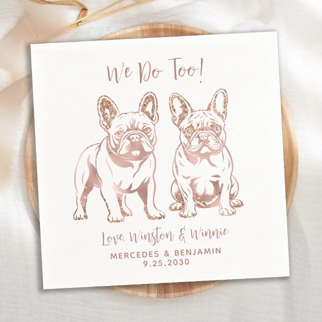 Serviette En Papier Elégant Nous faisons Trop Français Bulldog Rose Ma (Créateur téléchargé)